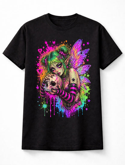 Skull Fairy Emo Punk Grunge Fairycore Wings Unisex T-Shirt