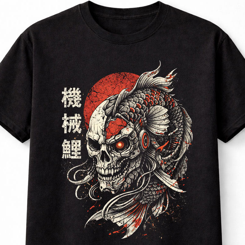 Koi Skull Fish Japanese Cyberpunk Y2K Retro Techwear Manga Anime Adults & Kids Unisex T-Shirt