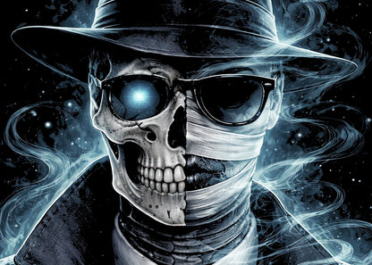 Invisible Man Skeleton Skull Unisex Graphic T-Shirt Mad Science Horror Art Tee