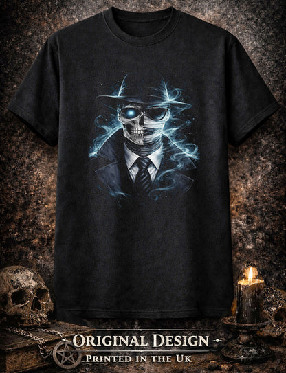 Invisible Man Skeleton Skull Unisex Graphic T-Shirt Mad Science Horror Art Tee