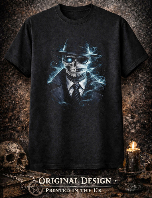 Invisible Man Skeleton Skull Unisex Graphic T-Shirt Mad Science Horror Art Tee