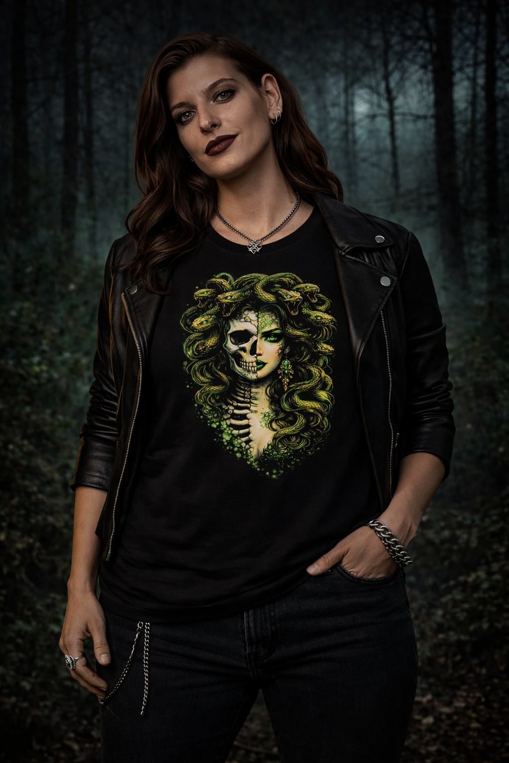 Medusa Skeleton Unisex Graphic T-Shirt Serpent Queen Dark Myth Art Tee