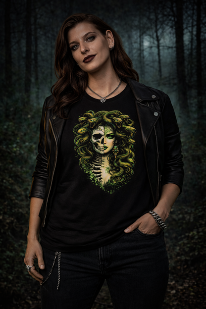 Medusa Skeleton Unisex Graphic T-Shirt Serpent Queen Dark Myth Art Tee