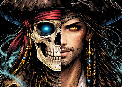 Pirate Jack Skeleton Skull Unisex Graphic T-Shirt Golden Age Dark Art Tee