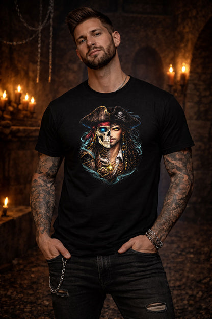 Pirate Jack Skeleton Skull Unisex Graphic T-Shirt Golden Age Dark Art Tee