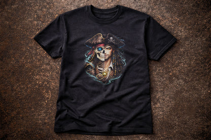 Pirate Jack Skeleton Skull Unisex Graphic T-Shirt Golden Age Dark Art Tee