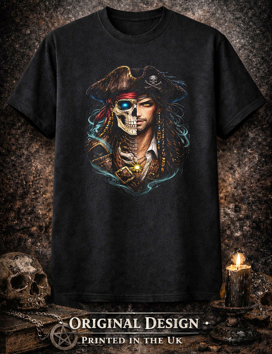 Pirate Jack Skeleton Skull Unisex Graphic T-Shirt Golden Age Dark Art Tee