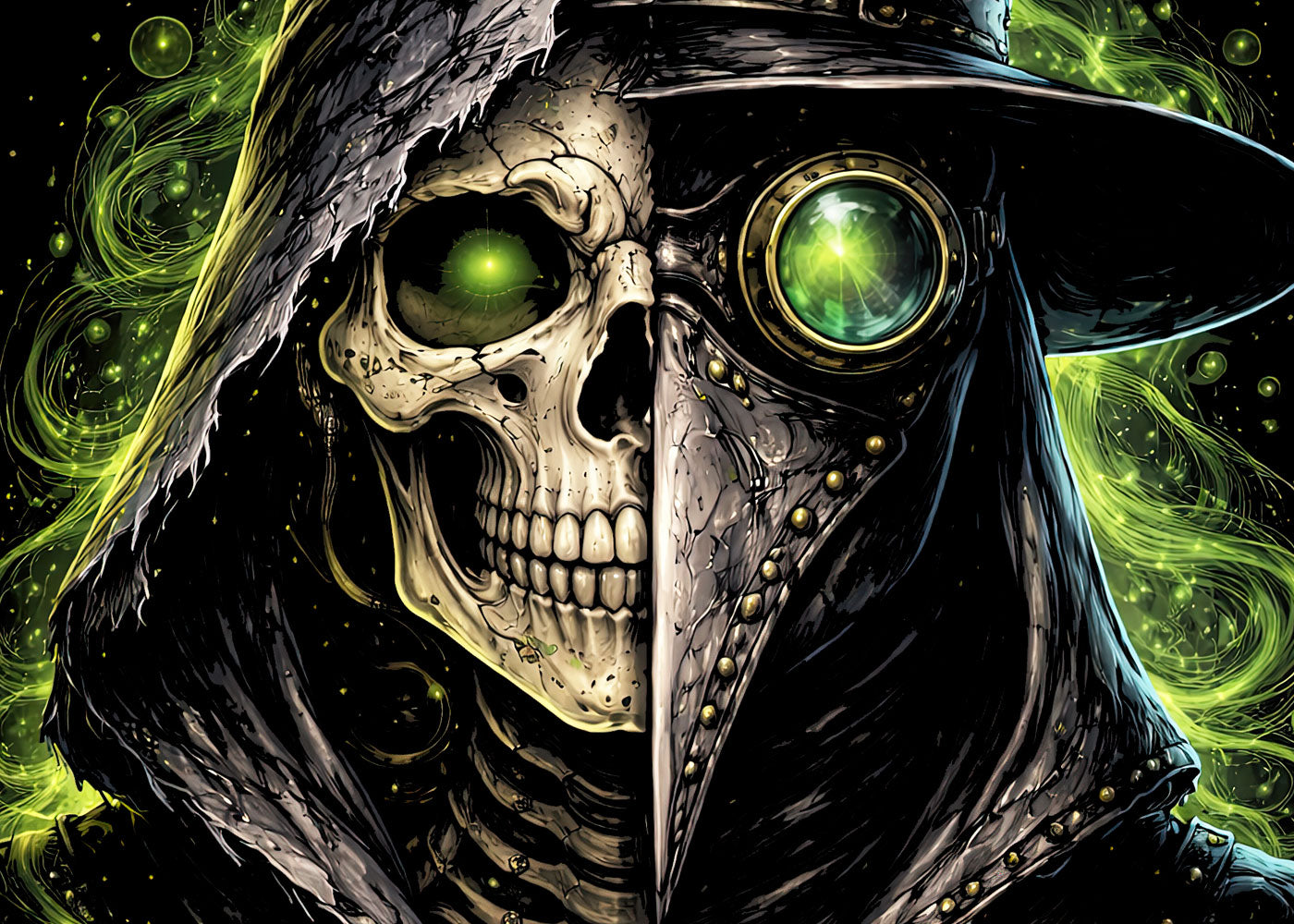 Plague Doctor Skeleton Skull Unisex Graphic T-Shirt Dark Reaper Death Art Tee