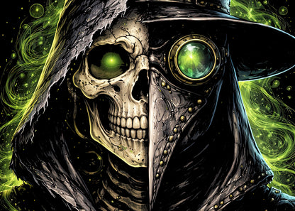 Plague Doctor Skeleton Skull Unisex Graphic T-Shirt Dark Reaper Death Art Tee