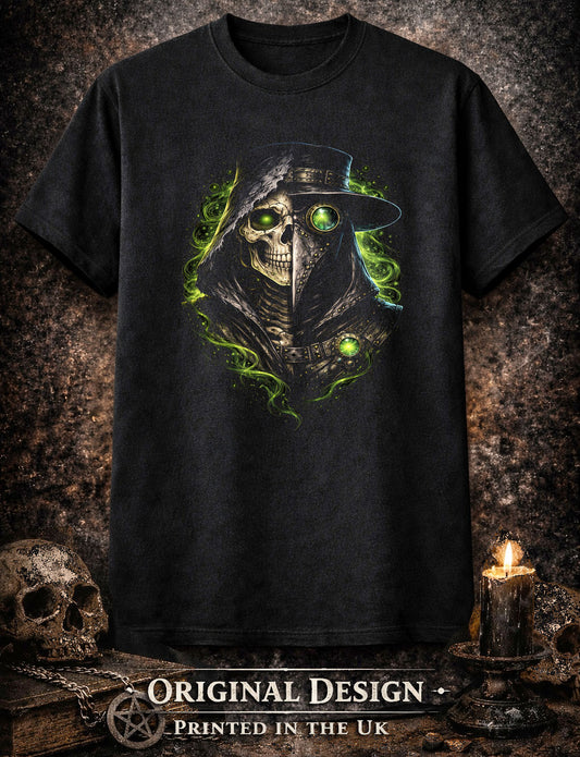 Plague Doctor Skeleton Skull Unisex Graphic T-Shirt Dark Reaper Death Art Tee