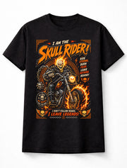Skull Rider Flaming Skeleton Biker Motorcycle Graphic Unisex T-Shirt