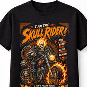 Skull Rider Flaming Skeleton Biker Motorcycle Graphic Unisex T-Shirt