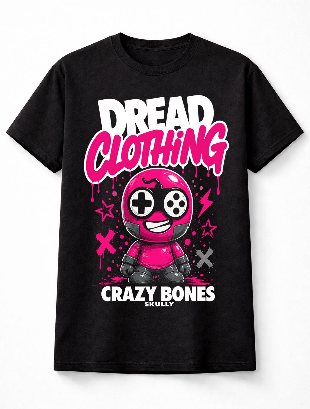 Crazy Bones Skully Gamer Character Graphic Collectible Retro Unisex T-Shirt