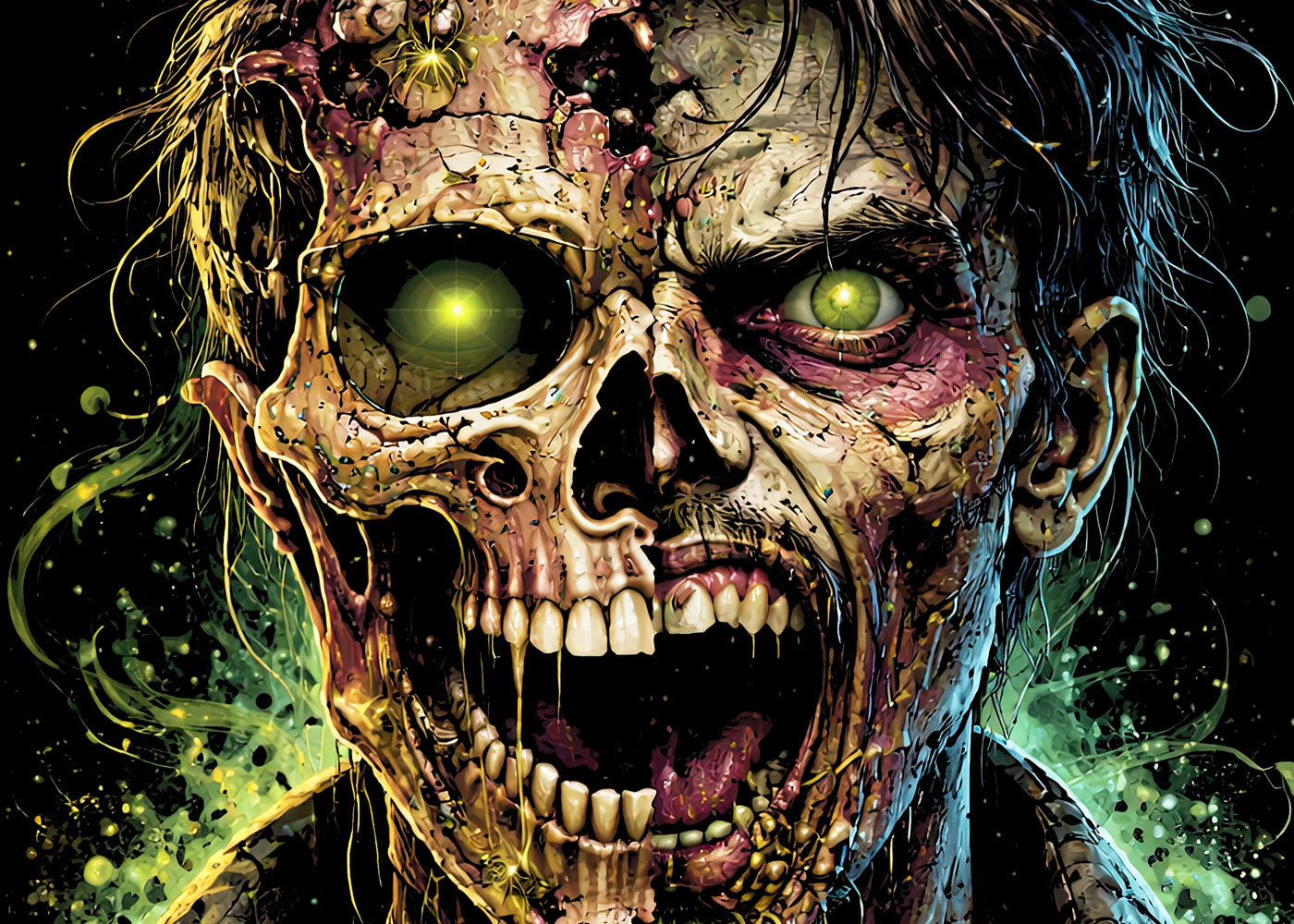 Zombie Monster Skeleton Skull Unisex Graphic T-Shirt Undead Horror Art Tee