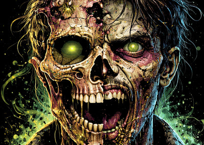 Zombie Monster Skeleton Skull Unisex Graphic T-Shirt Undead Horror Art Tee