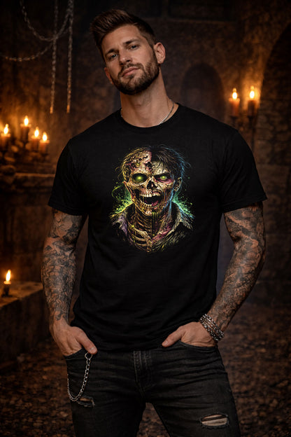 Zombie Monster Skeleton Skull Unisex Graphic T-Shirt Undead Horror Art Tee
