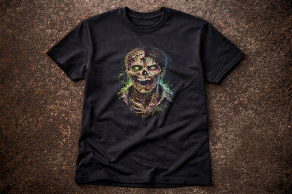 Zombie Monster Skeleton Skull Unisex Graphic T-Shirt Undead Horror Art Tee