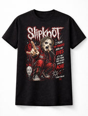 Slipknot Graphic T-Shirt Metal Band Tee Red Black Heavy Metal Shirt I Push My Fingers Into My Eyes Quote Corey Taylor Adults & Kids Unisex T-Shirt