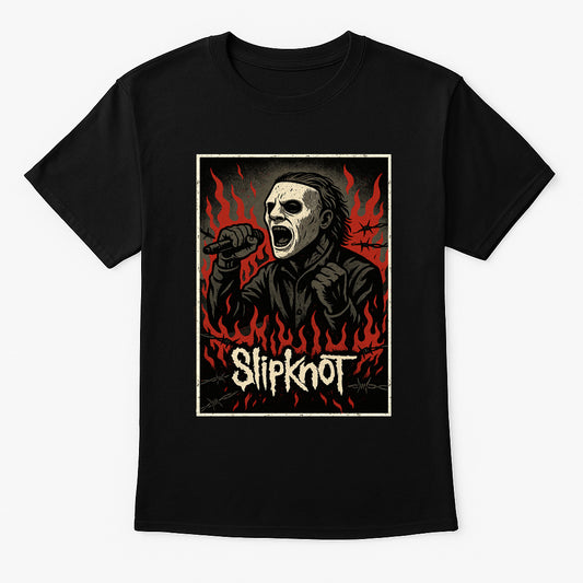 Slipknot Corey Taylor “Flames & Fury” Unisex T-Shirt – Heavy Metal Band Vintage Intense Artwork Tee