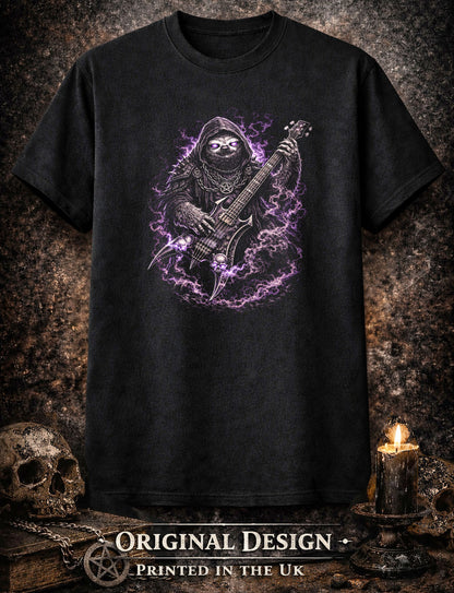 Sloth Heavy Metal Rocker Unisex Graphic T-Shirt Gothic Guitar Music Art Tee