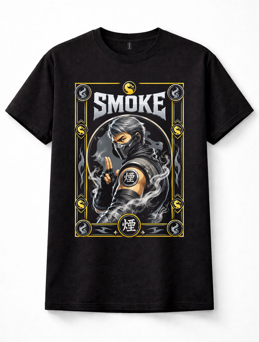 Mortal Kombat Smoke Grey Ninja Fighting Game Arcade Black Unisex T-Shirt