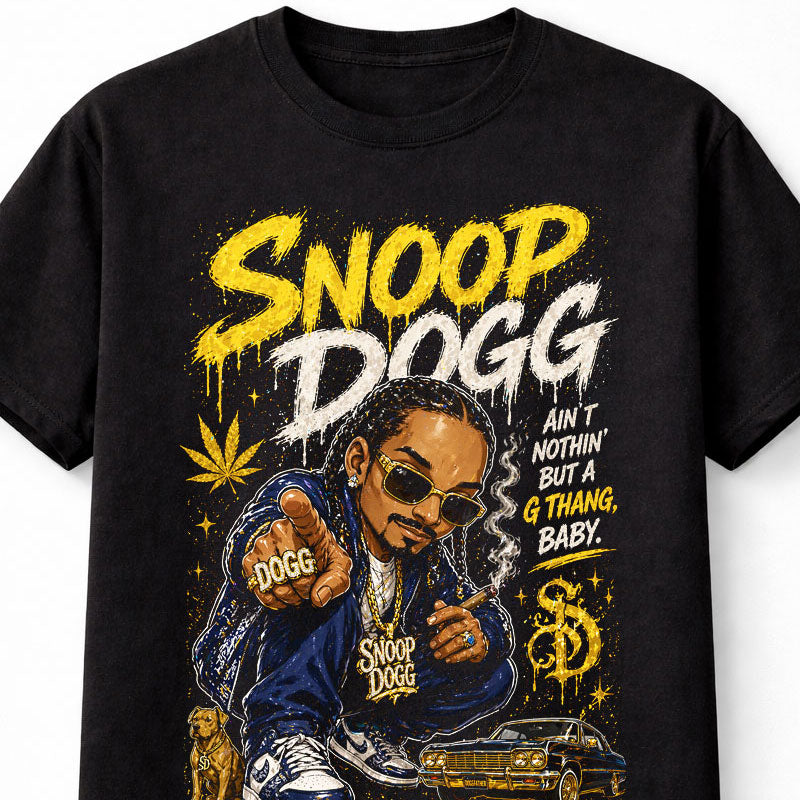 Snoop Dogg Ain’t Nothin But A G Thang Graphic T-Shirt Hip Hop Rap Music Fan Tee West Coast Lyrics Shirt Adult & Kids Unisex T-Shirt