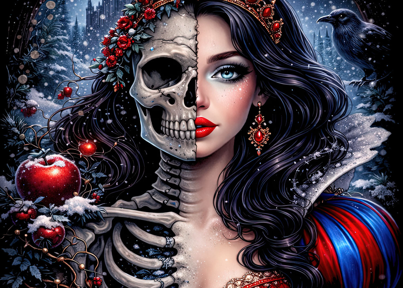 Snow White T Shirt Gothic Skeleton Princess Poison Apple Dark Fairy Tale Tee