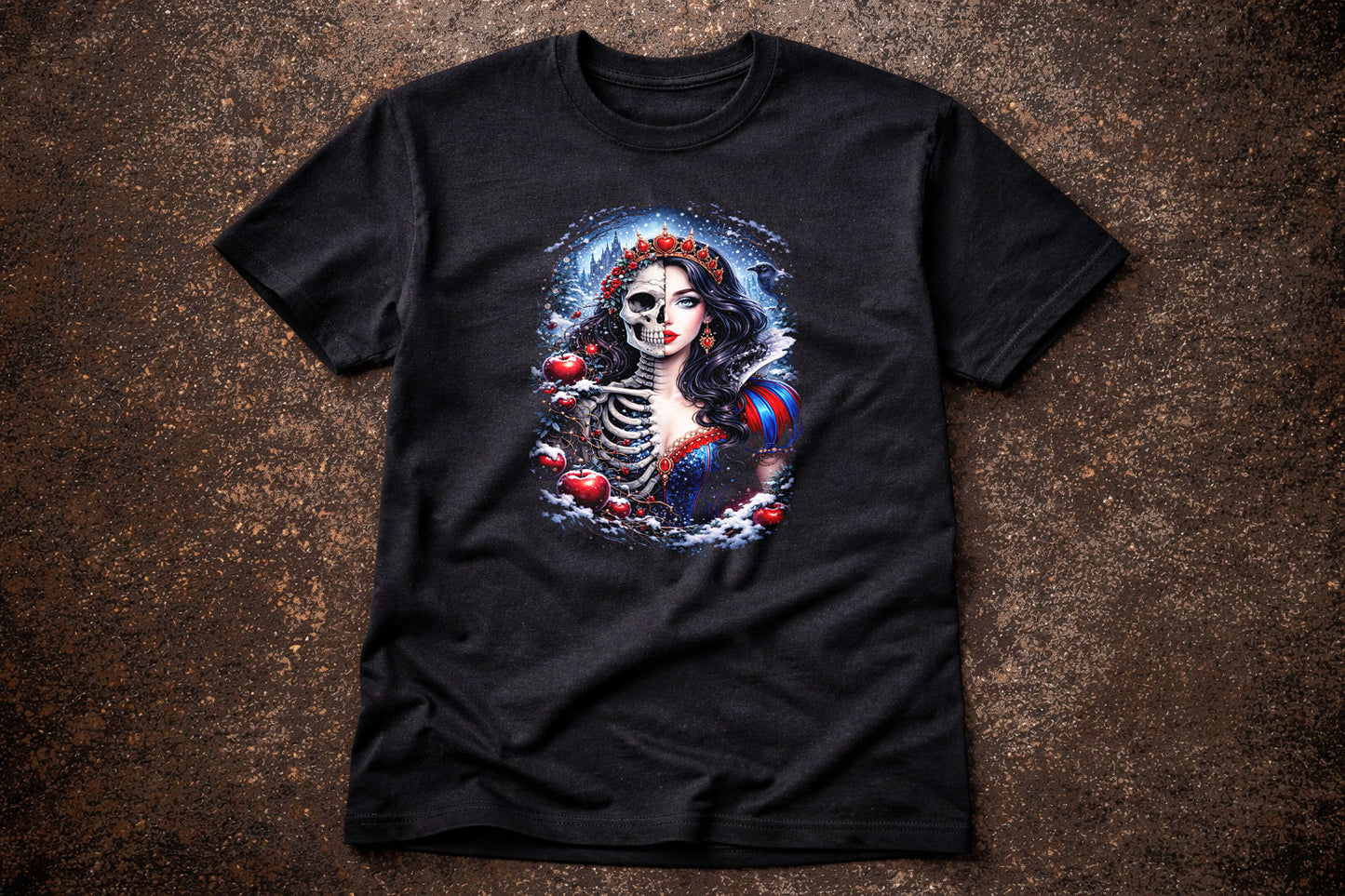 Snow White T Shirt Gothic Skeleton Princess Poison Apple Dark Fairy Tale Tee