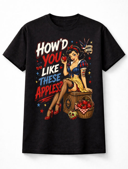Tattoo Apple Princess PinUp Snow White Rockabilly Retro Fairytale Unisex T-Shirt