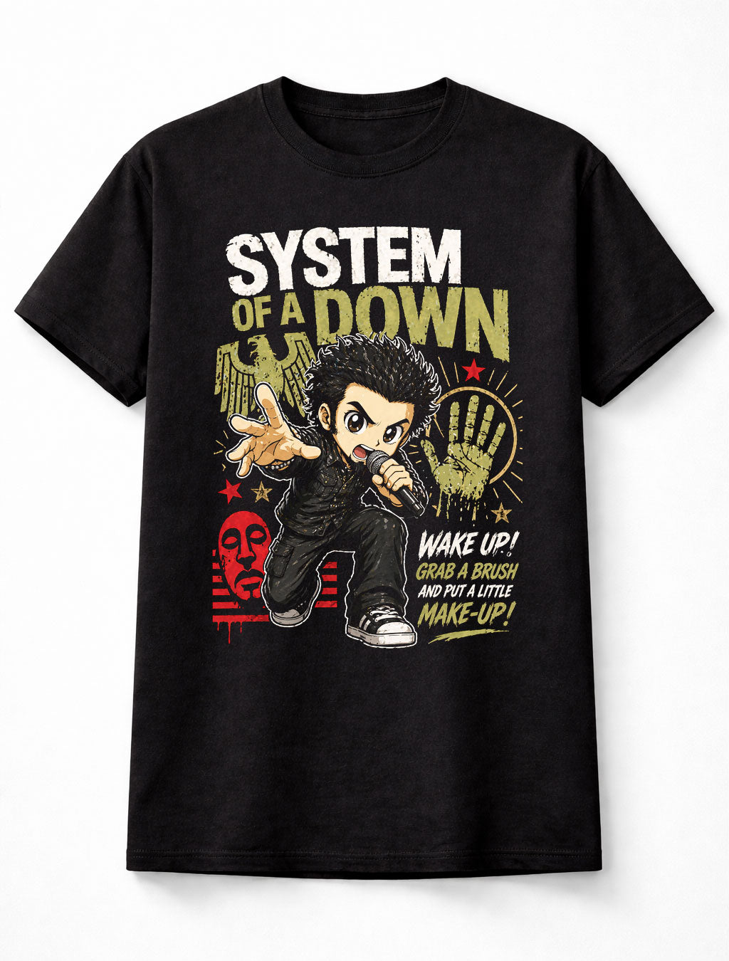 System Of A Down Wake Up Grab A Brush Chop Suey Graphic T-Shirt Metal Band Fan Tee Rock Music Lyrics Shirt Adult & Kids Unisex T-Shirt