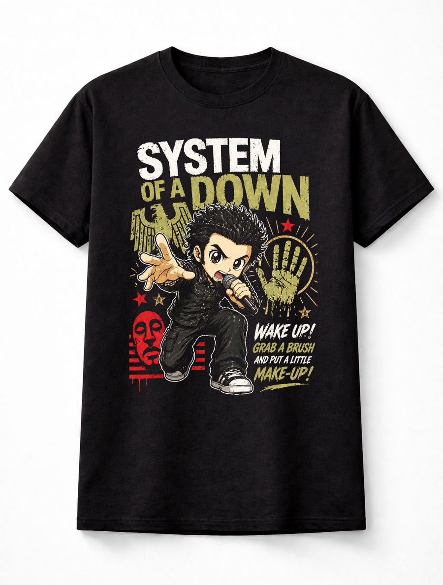 System Of A Down Wake Up Grab A Brush Chop Suey Graphic T-Shirt Metal Band Fan Tee Rock Music Lyrics Shirt Adult & Kids Unisex T-Shirt
