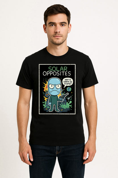 Solar Opposites Unisex Comic T-Shirt – “Why Is Earth So Stupid?” Alien Sci-Fi Graphic Tee
