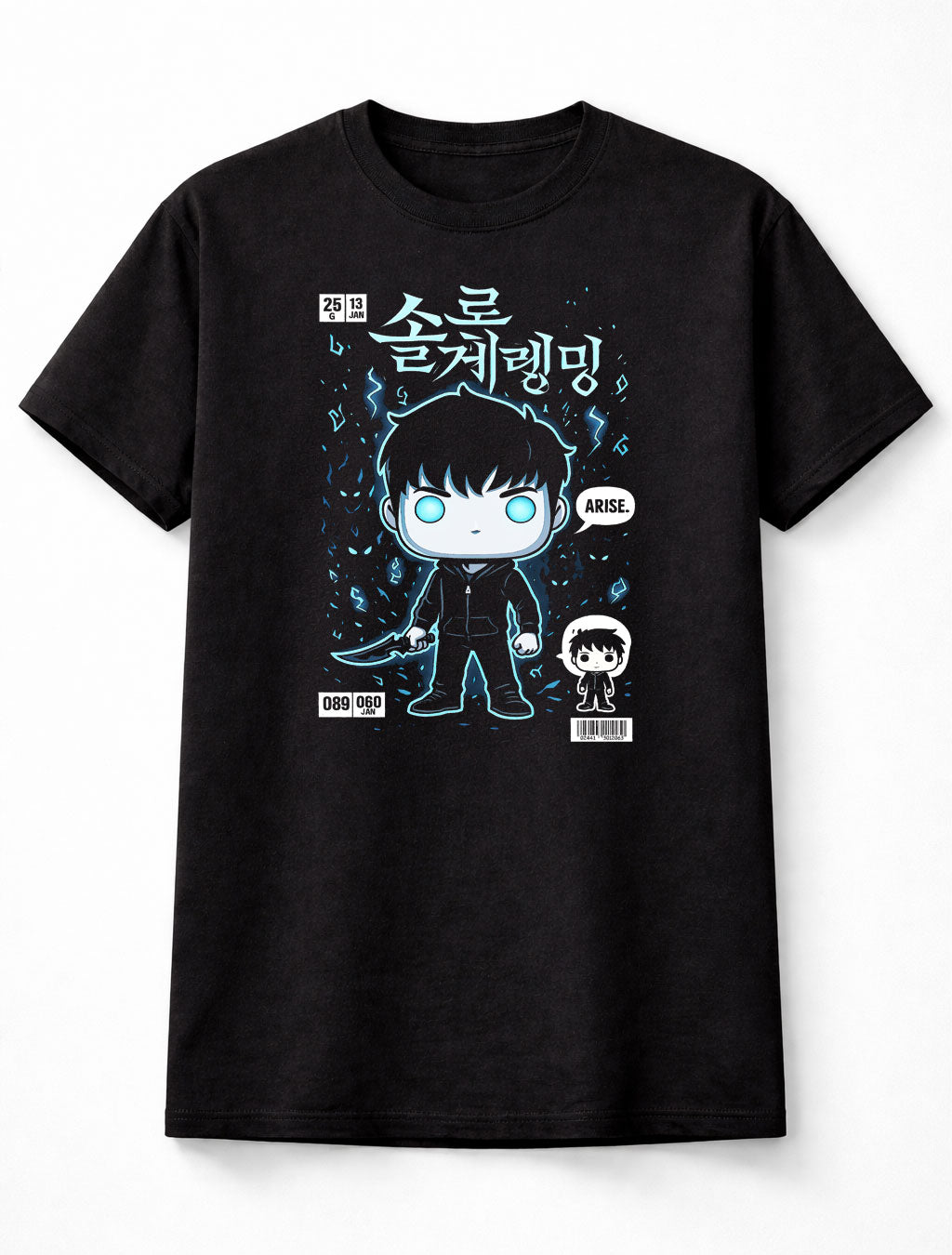 Sung Jin-Woo Solo Leveling Arise Chibi Unisex Black Graphic Tee