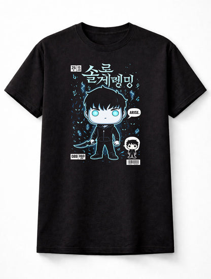 Sung Jin-Woo Solo Leveling Arise Chibi Unisex Black Graphic Tee