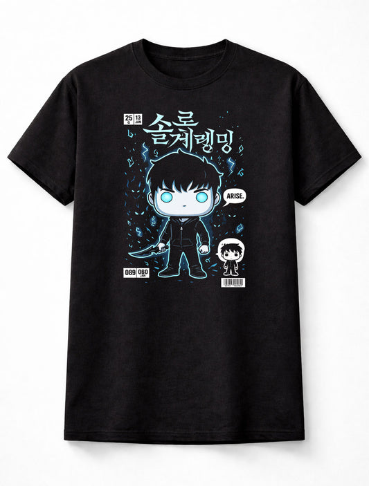 Sung Jin-Woo Solo Leveling Arise Chibi Unisex Black Graphic Tee
