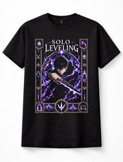 Solo Leveling Sung Jinwoo Shadow Monarch Anime Manga Black Unisex T-Shirt
