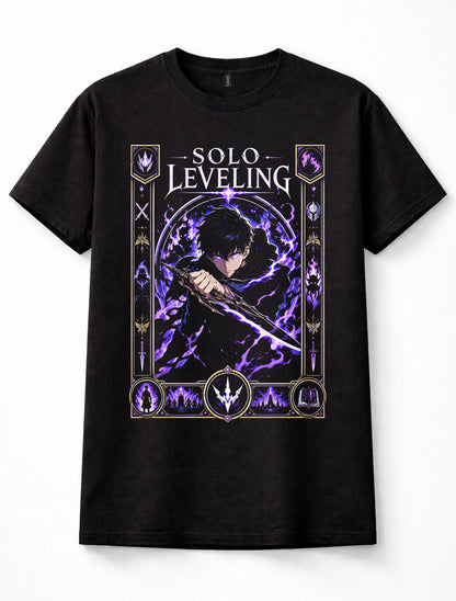 Solo Leveling Sung Jinwoo Shadow Monarch Anime Manga Black Unisex T-Shirt