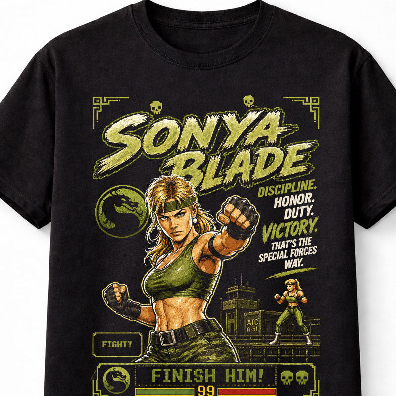 Mortal Kombat Sonya Blade Retro Arcade Fighter Unisex T-Shirt