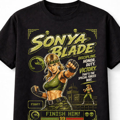 Mortal Kombat Sonya Blade Retro Arcade Fighter Unisex T-Shirt