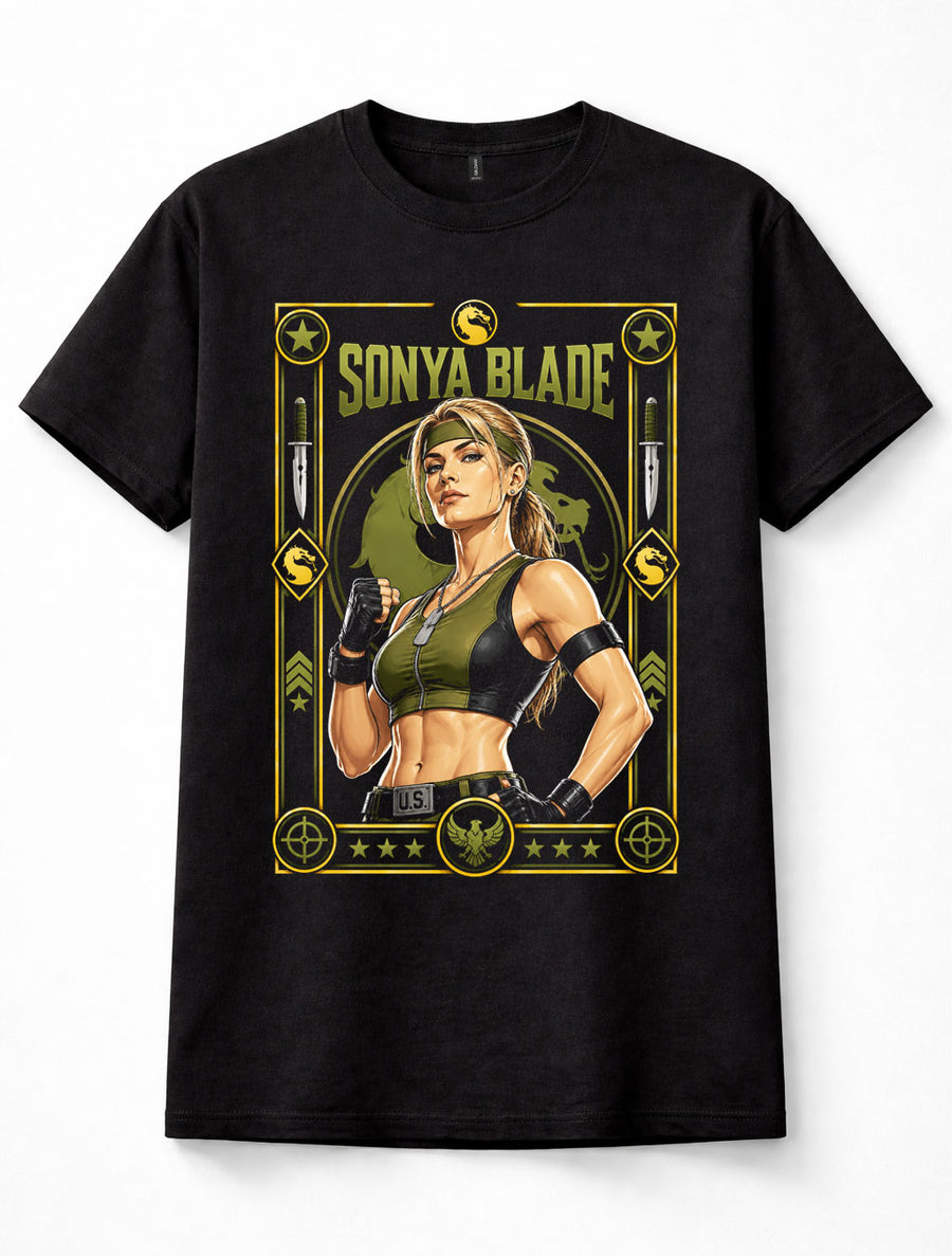Mortal Kombat Sonya Blade Special Forces Fighting Game Black Unisex T-Shirt