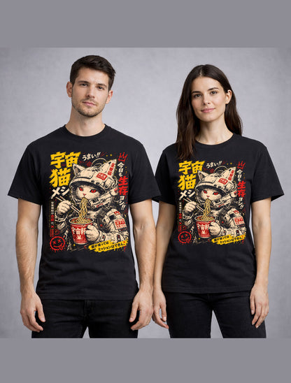 Cyberpunk Space Cat Ramen Anime Japanese Graphic Unisex T-Shirt