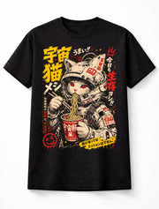 Cyberpunk Space Cat Ramen Anime Japanese Graphic Unisex T-Shirt