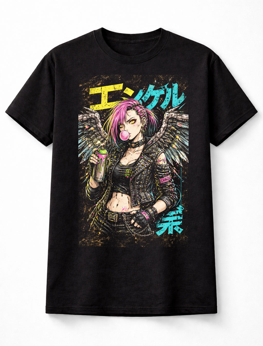 Spray Angel Japanese Cyberpunk Y2K Retro Techwear Manga Anime Adults & Kids Unisex T-Shirt