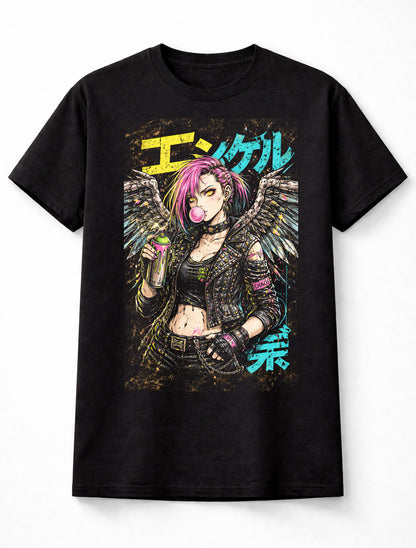Spray Angel Japanese Cyberpunk Y2K Retro Techwear Manga Anime Adults & Kids Unisex T-Shirt