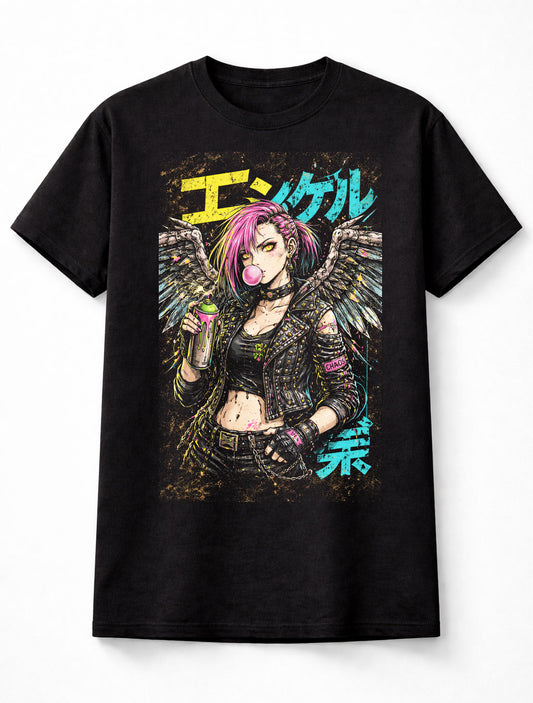 Spray Angel Japanese Cyberpunk Y2K Retro Techwear Manga Anime Adults & Kids Unisex T-Shirt