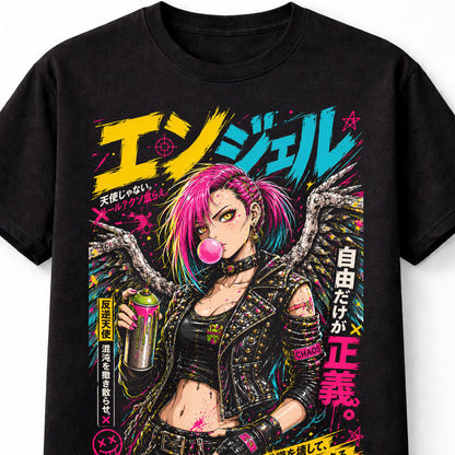 Anime Punk Spray Angel Girl Japanese Manga Graphic Unisex T-Shirt
