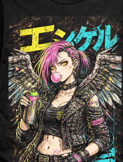 Spray Angel Japanese Cyberpunk Y2K Retro Techwear Manga Anime Adults & Kids Unisex T-Shirt