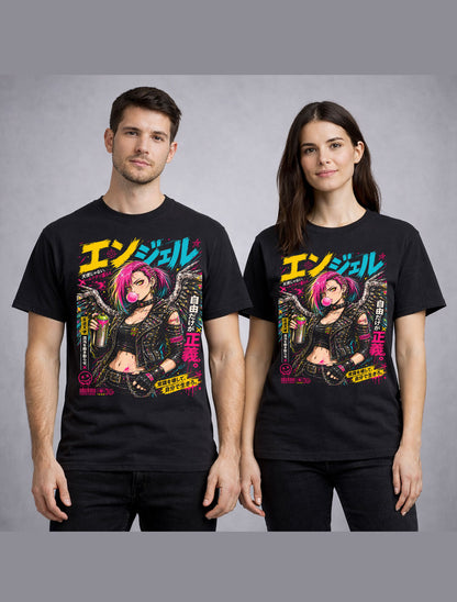 Anime Punk Spray Angel Girl Japanese Manga Graphic Unisex T-Shirt