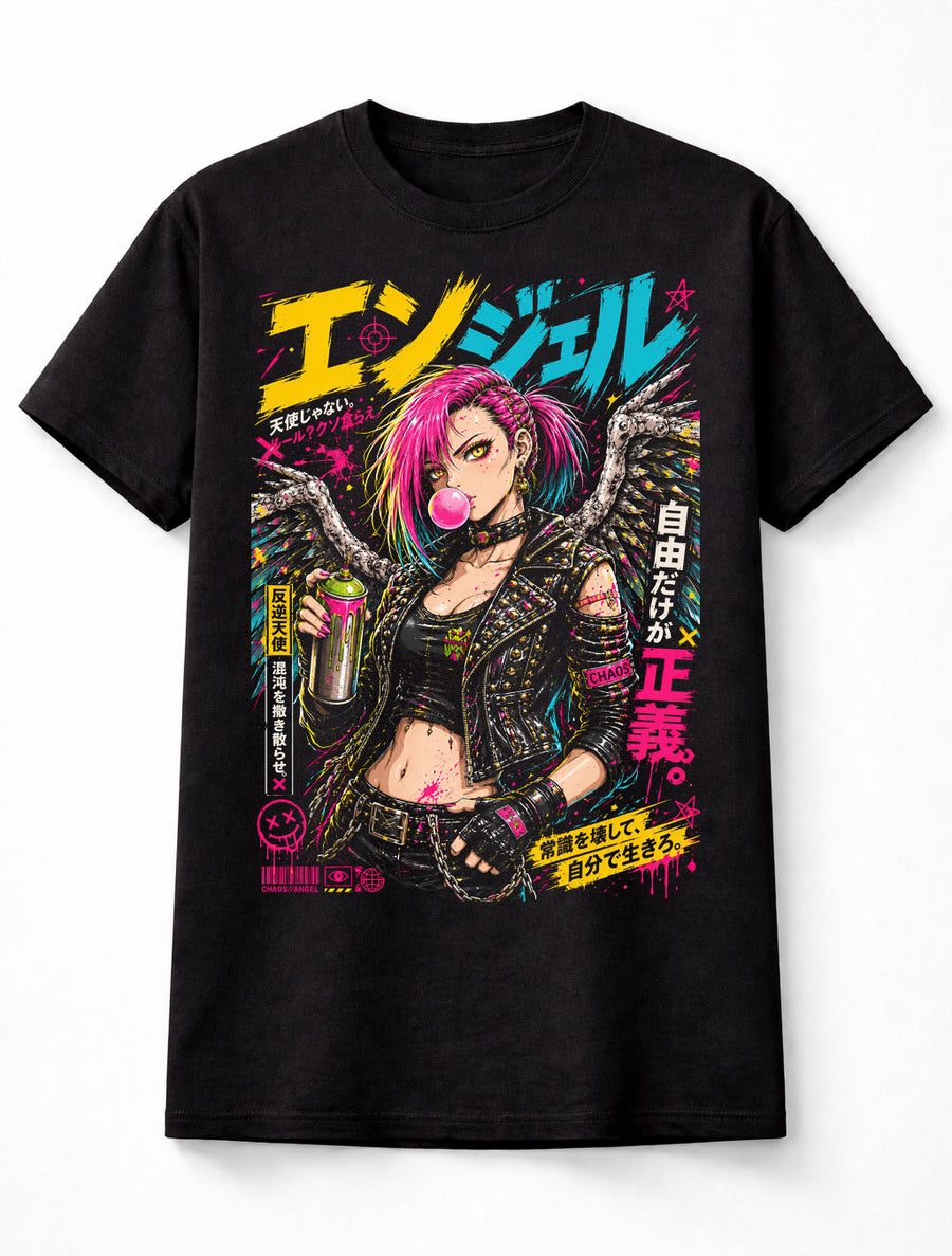 Anime Punk Spray Angel Girl Japanese Manga Graphic Unisex T-Shirt