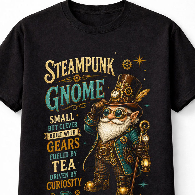 Steampunk Gnome Victorian Clockwork Gear Fantasy Graphic Unisex T-Shirt